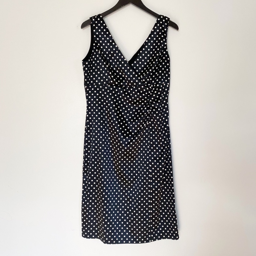 DONNA RICCO V-Neckline Polka Dot Sheath Dress 12